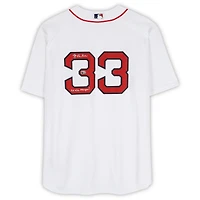 Maillot réplique blanc Nike autographié par Jason Varitek des Red Sox de Boston avec inscription « 2X Champions des Séries mondiales »