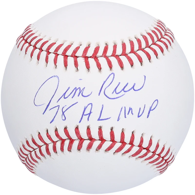 Balle de baseball autographiée par Jim Rice avec inscription « MVP de la Ligue américaine n° 78 ».