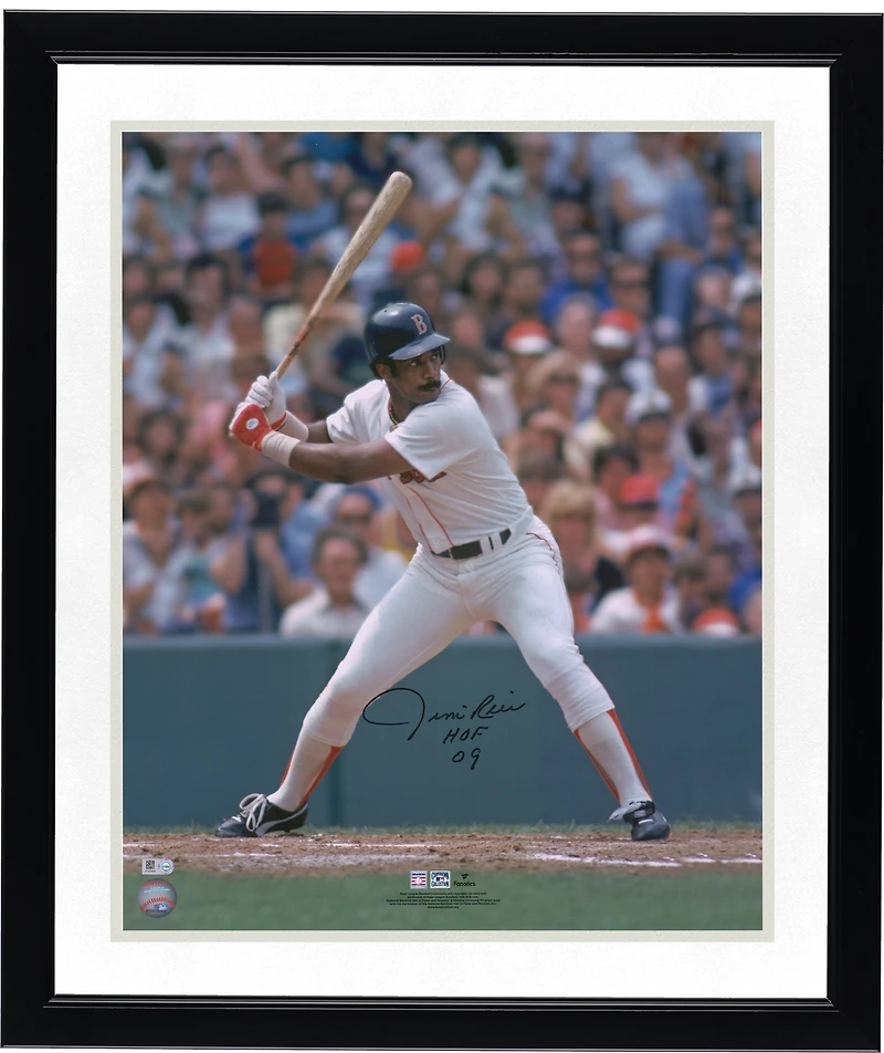 Photo autographiée de Jim Rice (Red Sox de Boston) en position de frappe (40,6 x 50,8 cm) avec inscription « HOF 09 ».