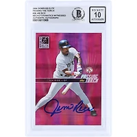Carte autographiée par Jim Rice des Red Sox de Boston, collection Donruss Elite Passing the Torch 2004, relique GU rouge, numérotée PT-38/500, authentifiée par Beckett Fanatics Witnessed.