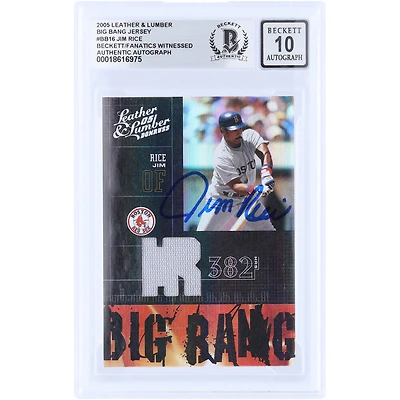 Carte de collection Jim Rice (Red Sox de Boston) autographiée, édition limitée Donruss Leather & Lumber Big Bang GU Relic 2005, numéro BB-16, numérotée sur 250, authentifiée par Beckett Fanatics Witnessed.