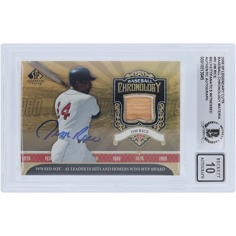 Jim Rice Boston Red Sox Autographed 2006 Upper Deck SP Legendary Cuts Baseball Chronology Relic #BC-RI Beckett Fanatics Witnessed Authenticated 10 Card