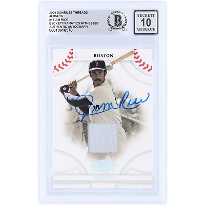 Jim Rice Boston Red Sox Autographed 2008 Donruss Threads GU Relic #11 #/350 Beckett Fanatics Witnessed Authenticated 10 Card