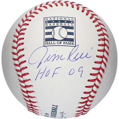 Logo autographié du Temple de la renommée des Boston Red Sox par Jim Rice avec l'inscription « HOF 09 »