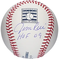 Logo autographié du Temple de la renommée des Boston Red Sox par Jim Rice avec l'inscription « HOF 09 »