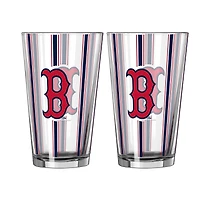Logo Brands Boston Red Sox Two-Piece 16oz. Striped Pint Glass Set