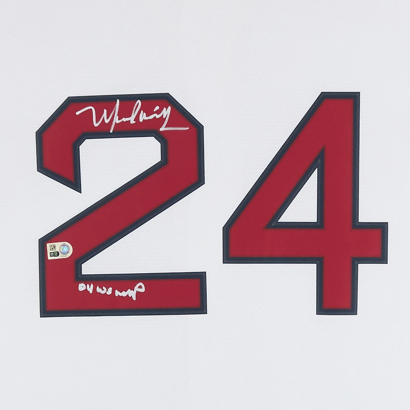 Maillot Nike blanc dédicacé par Manny Ramirez des Red Sox de Boston avec inscription « 04 WS MVP »