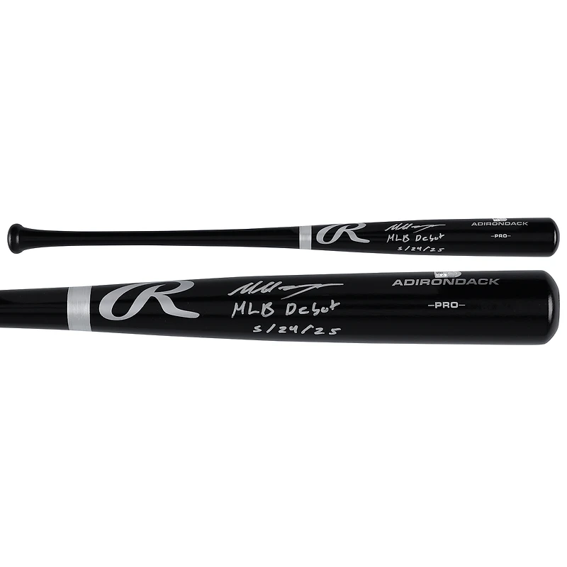 Batte Rawlings Pro noire autographiée par Marcelo Mayer des Red Sox de Boston avec inscription « Débuts en MLB le 24/05/25 ».