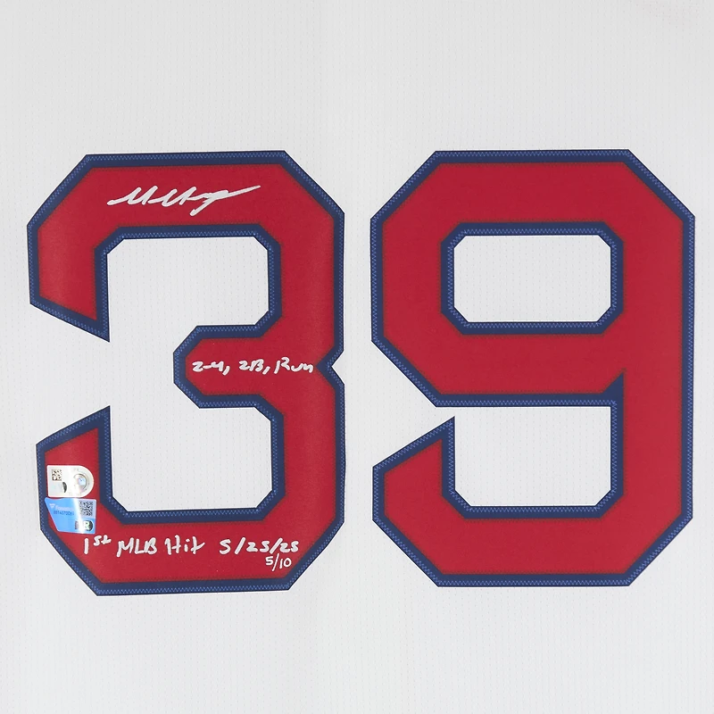 Maillot blanc Nike Limited de Marcelo Mayer (Red Sox de Boston), autographié et comportant plusieurs inscriptions - Édition limitée à 10 exemplaires
