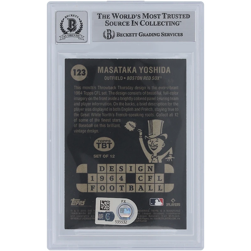 V106832 RedSox Masataka Yoshida Boston Red Sox Autographié 2023 Topps Throwback Thursday #123 Beckett Fanatics Witnessed Authentifié 9/10 Rookie Card 7 Masataka Yoshida AUT TPP TRADING CARDS 45831 AUTTRC CA01B09992 #29