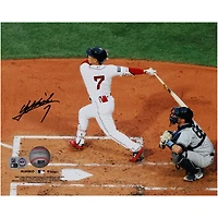 Photographie autographiée de Masataka Yoshida des Red Sox de Boston en maillot blanc de 20,3 x 25,4 cm