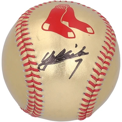 Masataka Yoshida - Casquette de baseball dorée autographiée des Red Sox de Boston
