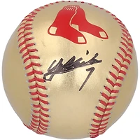 Masataka Yoshida - Casquette de baseball dorée autographiée des Red Sox de Boston