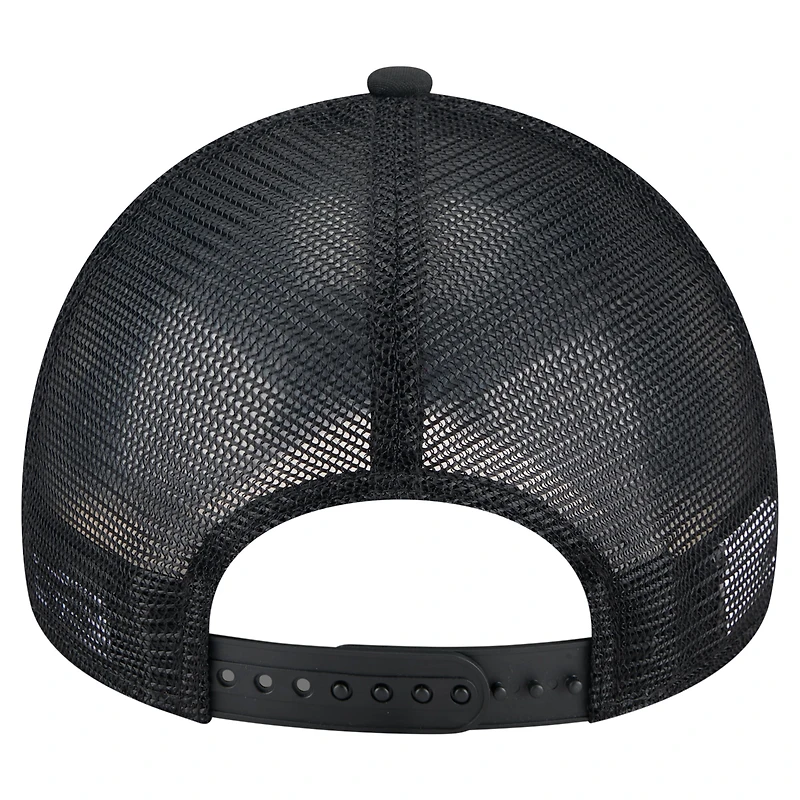 Men's New Era Black Boston Red Sox Bleached A-Frame 9FORTY Adjustable Hat