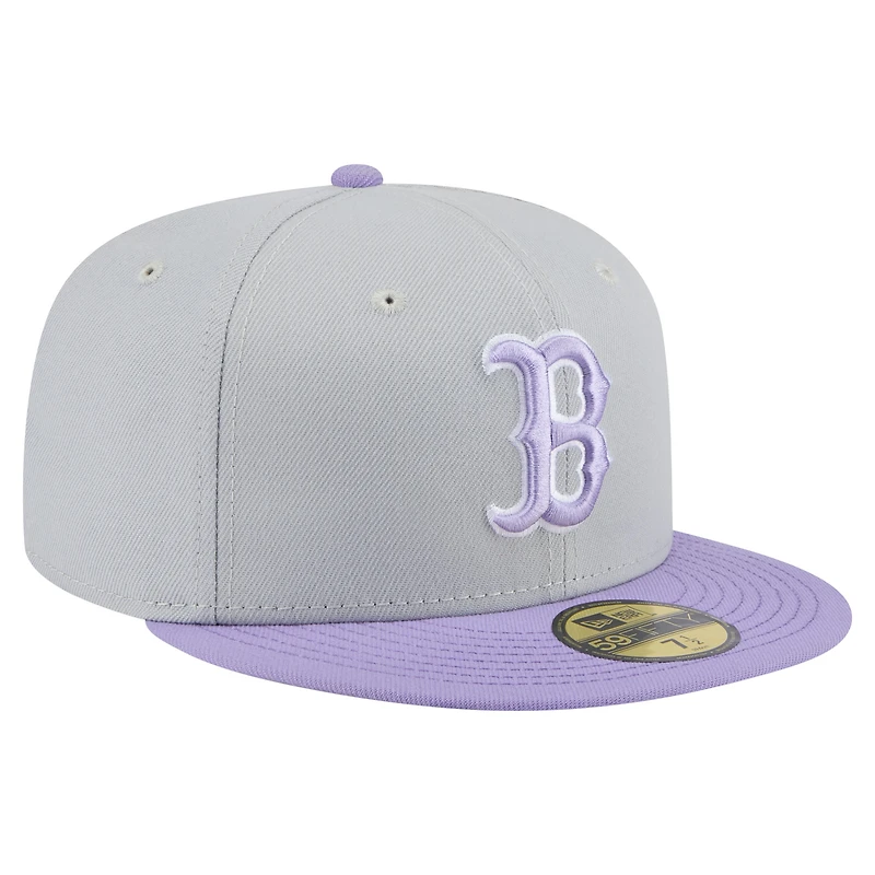 Men's New Era  Gray/Light Purple Boston Red Sox Color Pack Two-Tone 59FIFTY Fitted Hat