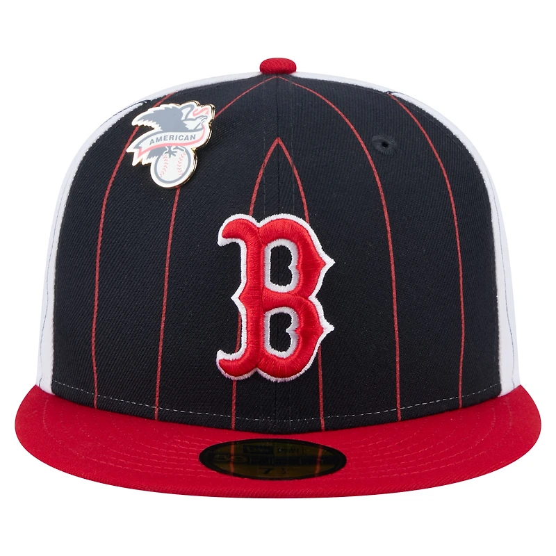 Casquette ajustée 59FIFTY à rayures bleu marine des Boston Red Sox de New Era pour homme