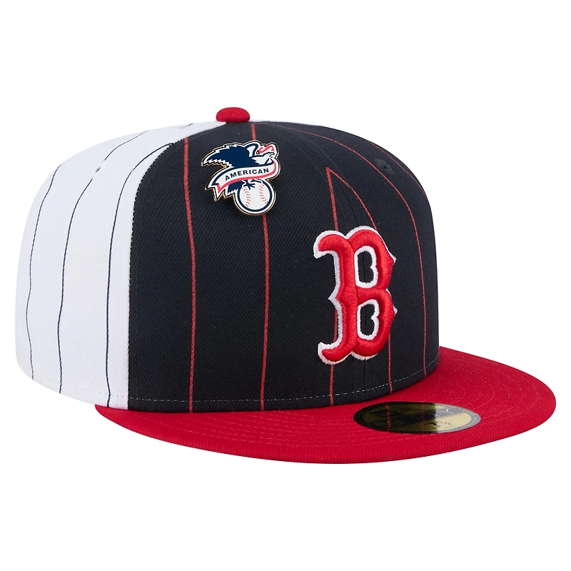 Casquette ajustée 59FIFTY à rayures bleu marine des Boston Red Sox de New Era pour homme