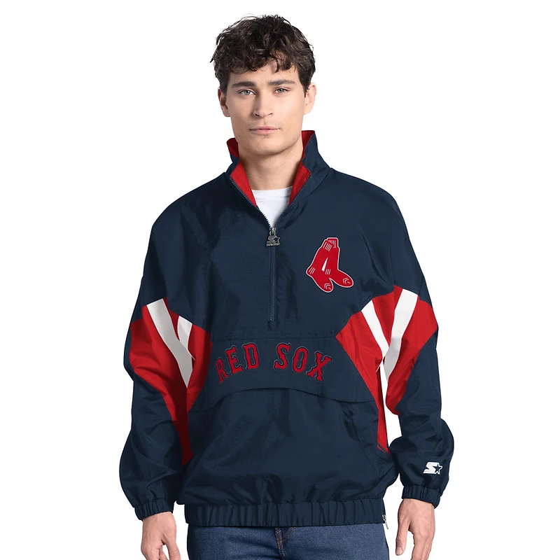 Men's Starter  Navy Boston Red Sox Cooperstown Chief Half-Zip Pullover