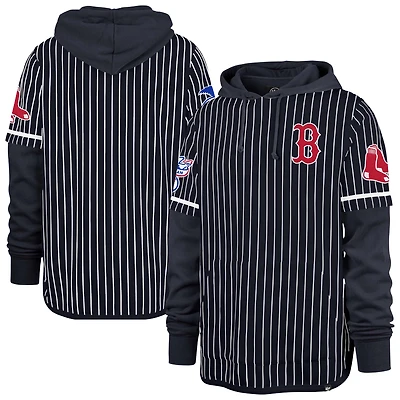 Sweat à capuche rayures doubles Boston Red Sox bleu marine '47 pour homme