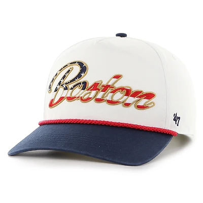 Men's '47 White Boston Red Sox Patriotic Overhand Hitch Adjustable Hat