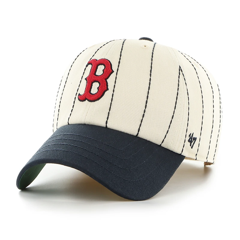 Men's '47 x Rawlings Natural/Navy Boston Red Sox Pinstripe Clean Up Adjustable Hat