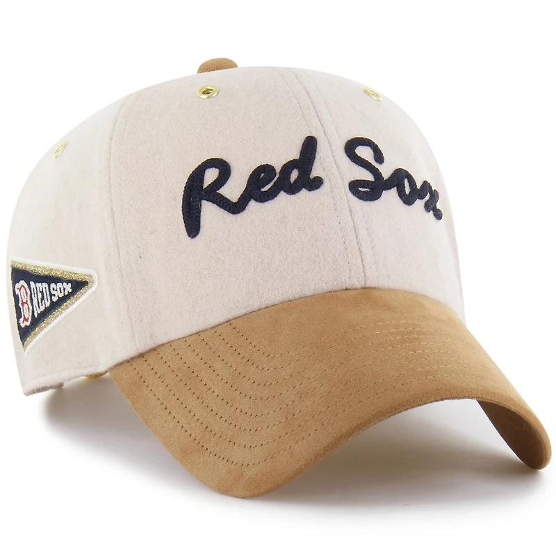 Men's '47 x Stoney Clover Lane  Natural/Tan Boston Red Sox Script Charm Clean Up Adjustable Hat