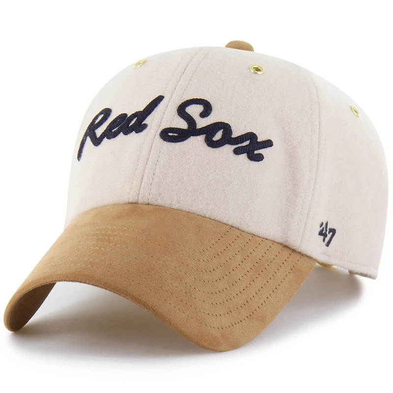 Men's '47 x Stoney Clover Lane  Natural/Tan Boston Red Sox Script Charm Clean Up Adjustable Hat