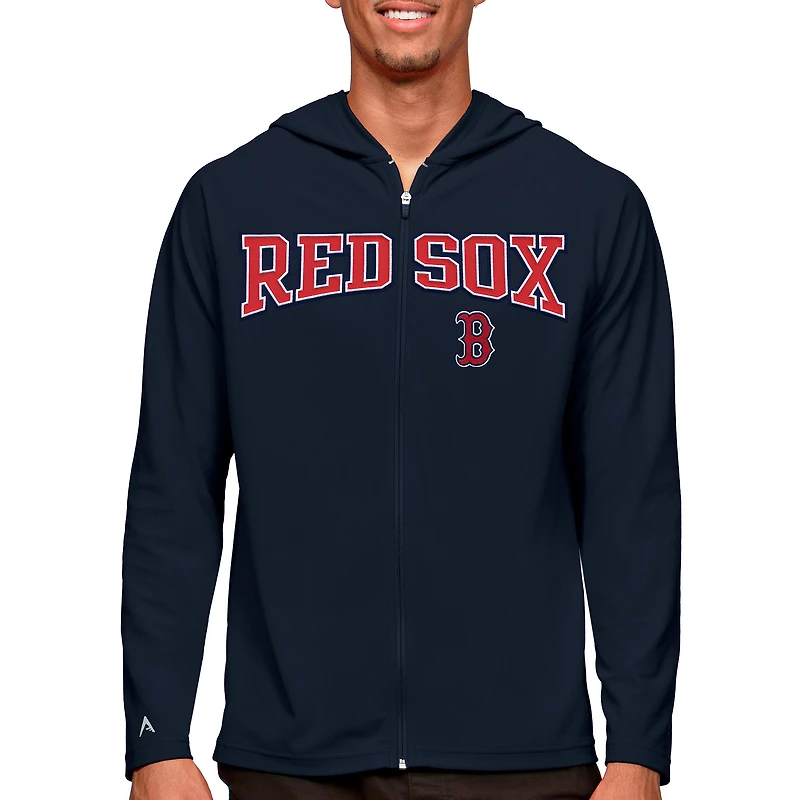 Sweat à capuche entièrement zippé Boston Red Sox Wordmark Legacy pour homme, bleu marine, Antigua