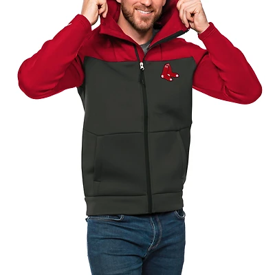 Men's Antigua Red/Charcoal Boston Red Sox Protect Full-Zip Hoodie