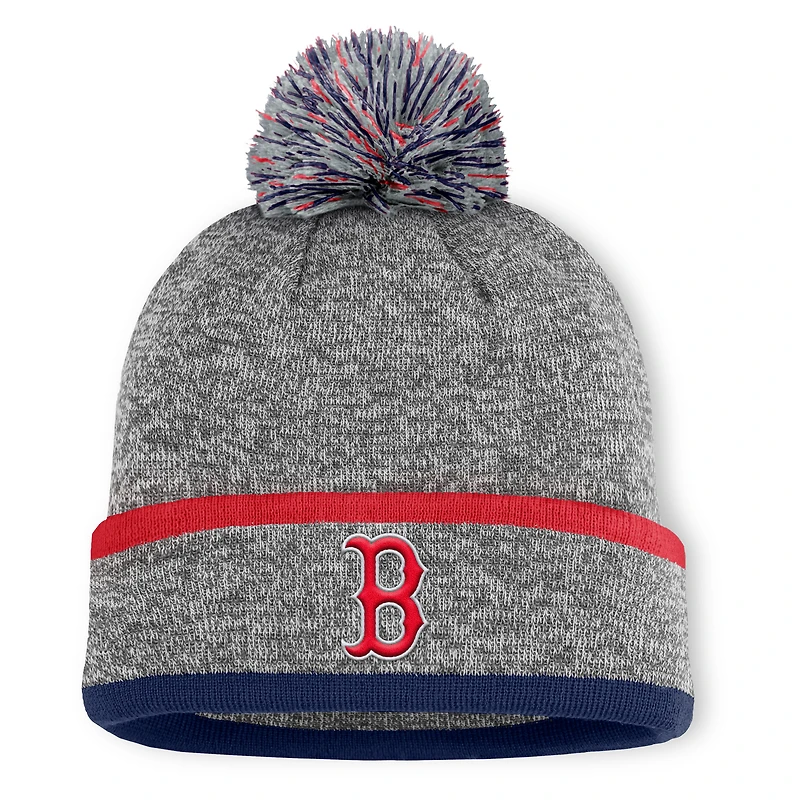 Men's Boston Red Sox Fanatics Heather Gray Backstop Cuffed Knit Hat with Pom