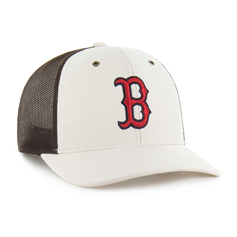 Men's Carhartt x '47 Natural/Brown Boston Red Sox Undyed Trucker Adjustable Hat