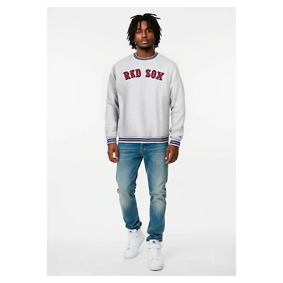 Sweat-shirt Champion pour homme, gris chiné, Boston Red Sox, à tissage inversé