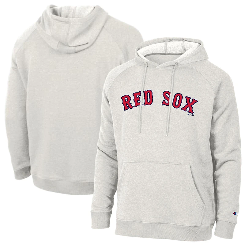 Men's Champion Heathered Core Ultra Light Grey Boston Red Sox Triumph Tri-Blend Raglan Hoodie