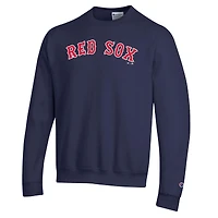 Men's Champion Navy Boston Red Sox Powerblend Wordmark Sweatshirt