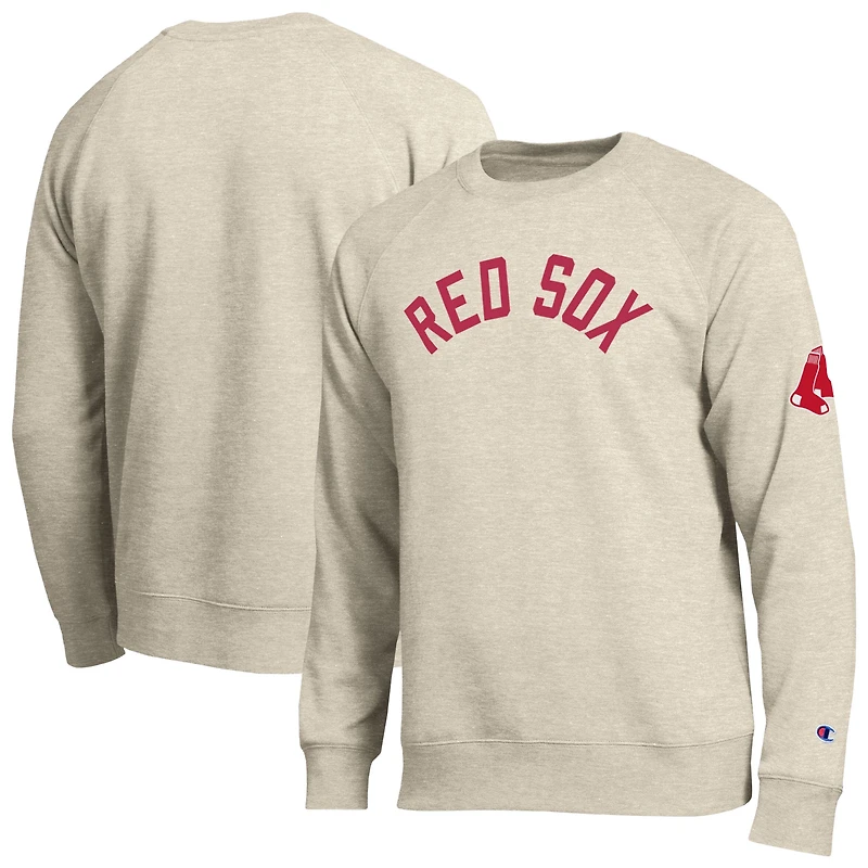 Men's Champion Oatmeal Boston Red Sox All-Star Soft Felt Raglan Sweatshirt
