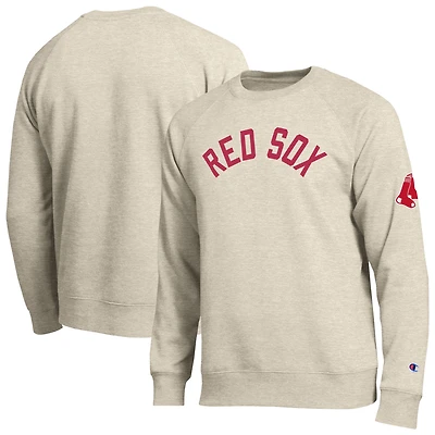 Men's Champion  Oatmeal Boston Red Sox All-Star Soft Felt Raglan Sweatshirt