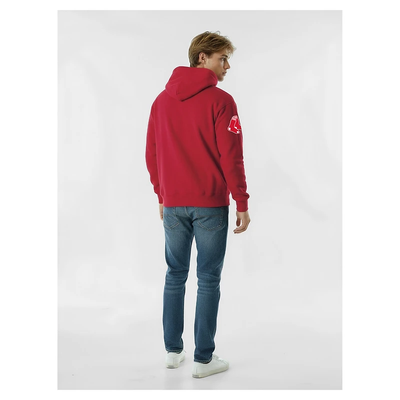 Men's Champion  Red Boston Sox Reverse Weave Chenille Hoodie