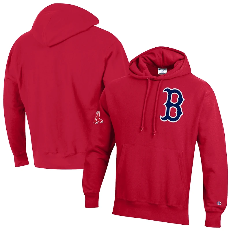 Sweat à capuche Champion Scarlet Boston Red Sox en chenille tissée inversée pour homme
