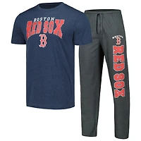 Ensemble de nuit pour homme Concepts Sport Anthracite/Bleu marine Boston Red Sox Meter Top et pantalon