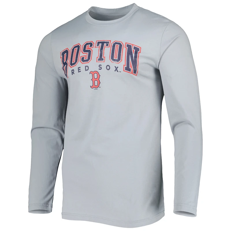 Ensemble de nuit pour homme Concepts Sport bleu marine/gris Boston Red Sox Breakthrough avec haut à manches longues et pantalon