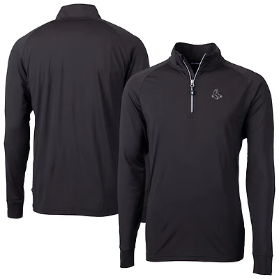 Men's Cutter & Buck Black Boston Red Sox Adapt Eco Raglan Quarter-Zip Top