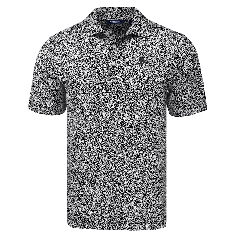 Polo recyclé à imprimé floral écologique pour homme Cutter & Buck, noir, Boston Red Sox, grande taille
