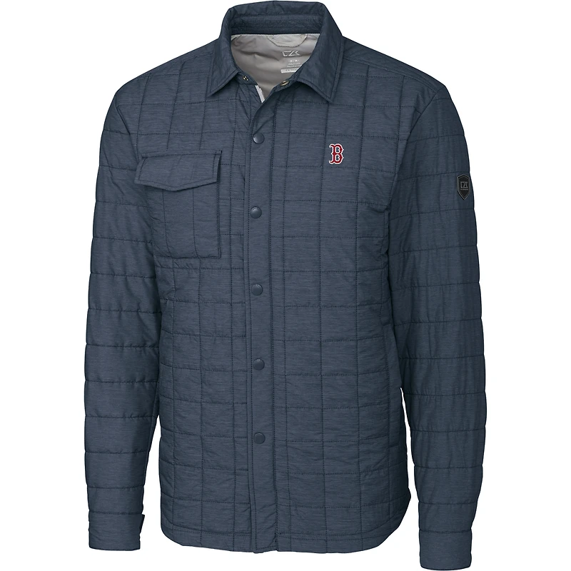 Veste chemise Rainier pour homme, couleur anthracite, des Red Sox de Boston, coupe Cutter & Buck, grande taille