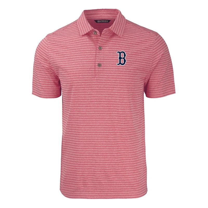 Polo extensible recyclé à rayures chinées Forge Eco de Boston Red Sox pour homme, rouge chiné Cutter & Buck