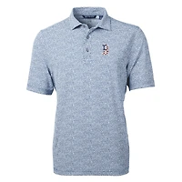 Polo recyclé en piqué écologique pour homme, bleu marine, motif botanique, logo Americana des Boston Red Sox, Cutter & Buck