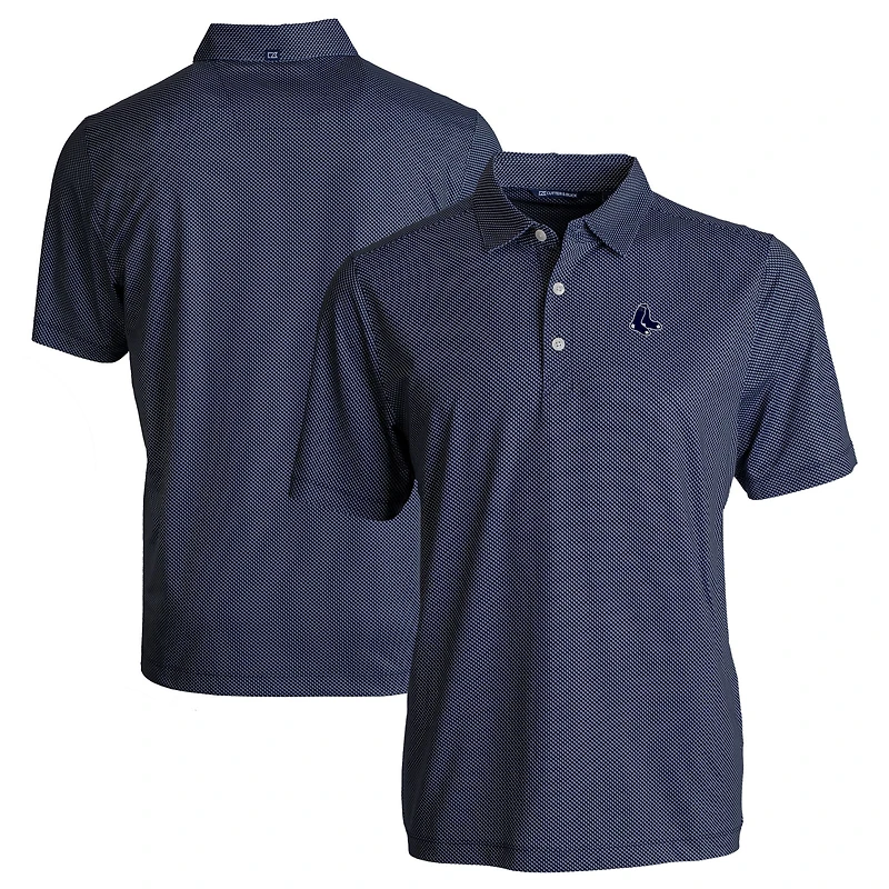 Polo extensible recyclé à imprimé Pike Eco Symmetry pour homme, bleu marine, des Boston Red Sox, de coupe Cutter & Buck, taille grande et