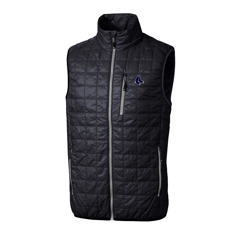 Men's Cutter & Buck Navy Boston Red Sox Big Tall Rainier PrimaLoft® Eco Insulated Full-Zip Puffer Vest