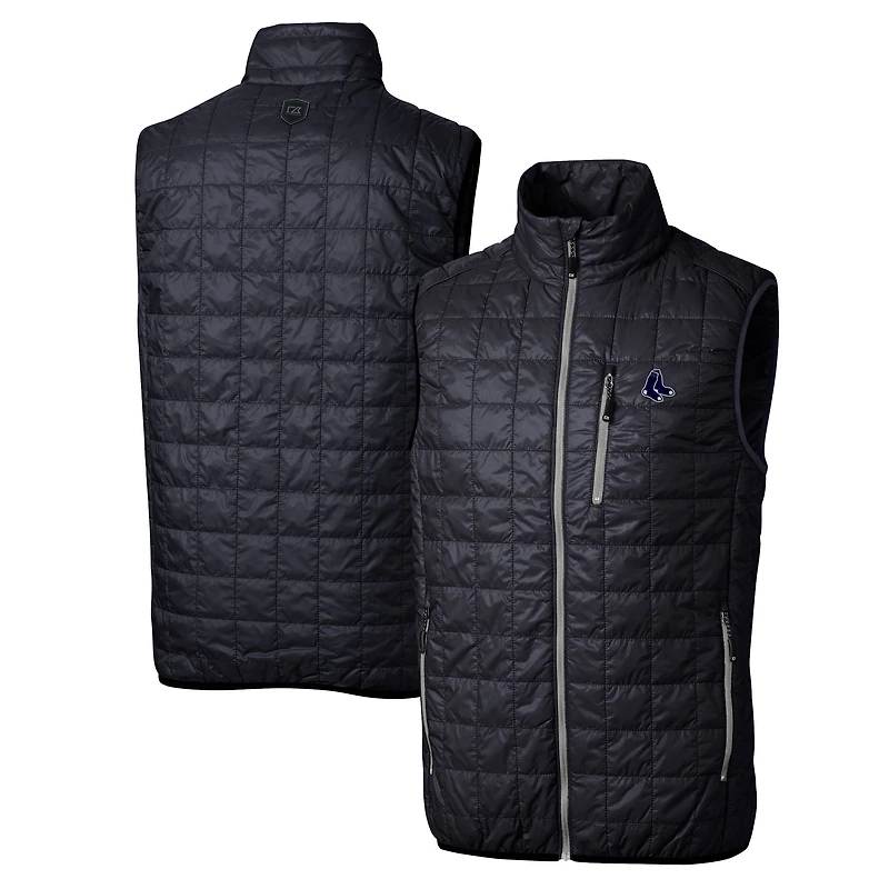 Men's Cutter & Buck Navy Boston Red Sox Big Tall Rainier PrimaLoft® Eco Insulated Full-Zip Puffer Vest