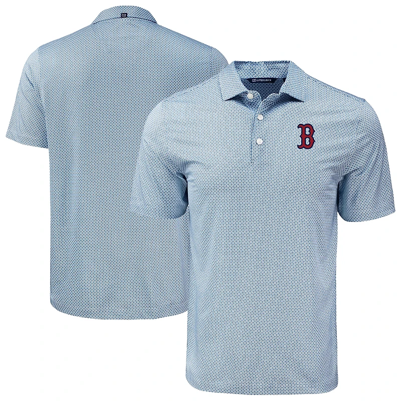 Men's Cutter & Buck Navy Boston Red Sox  Pike Eco Diamond Dot Print Polo