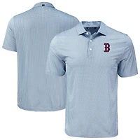 Men's Cutter & Buck Navy Boston Red Sox  Pike Eco Diamond Dot Print Polo